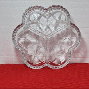 Vintage Laura Glass Tiffany 3 Section Round Serving Dish